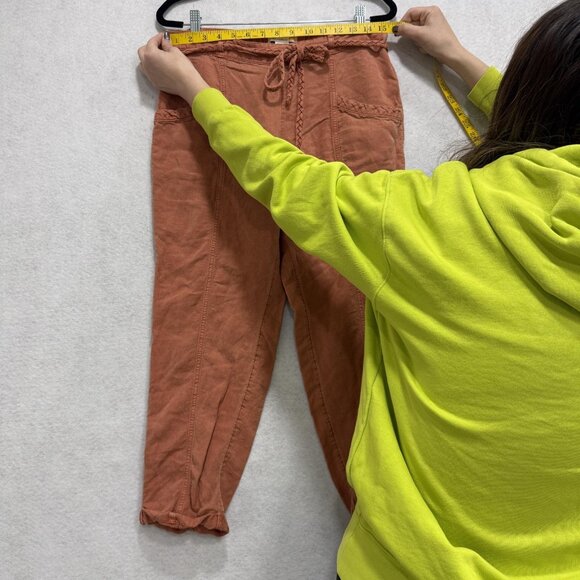 C&C California Pants Womens Medium Rust Linen Lyocell Jogger Drawstring Cuffed - Picture 5 of 9